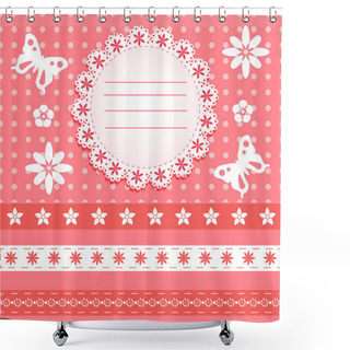 Personality  Greeting Card With Butterfly And Floral. Vector Shower Curtains