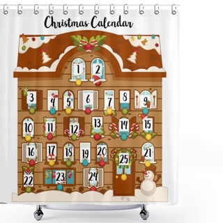 Personality  Sweet December Christmas Advent Calendar With Dates And Traditional Decoration Vector Illustration Shower Curtains