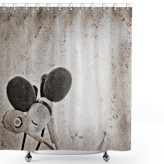 Personality  Music Earphone Old Grunge Paper Texture Shower Curtains