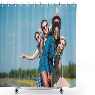 Personality  Multiethnic Happy Friends Shower Curtains
