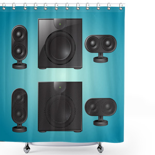 Personality  Vector Audio Speakers Vector Illustration  Shower Curtains