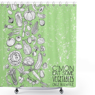 Personality  Different Vegetables Drawings Shower Curtains