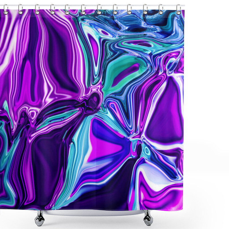 Personality  Wavy Abstraction In Purple And Emerald Colors Shower Curtains