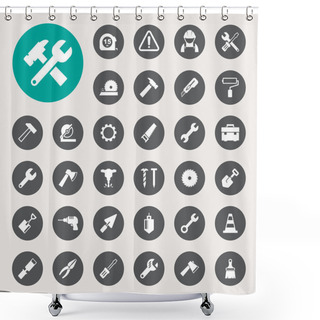 Personality  Construction Icons Set Shower Curtains