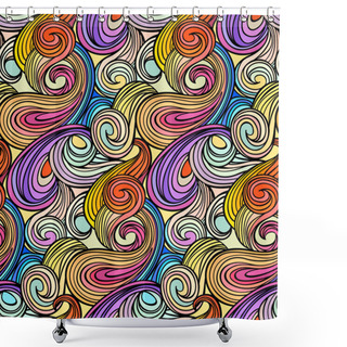Personality  Seamless Abstract Curly Wave Pattern Shower Curtains