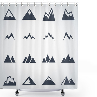 Personality  Vector Black Mountains Icon Set Shower Curtains