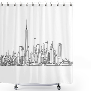 Personality  Free Hand Sketch Of New York City Skyline. Vector Scribble Shower Curtains