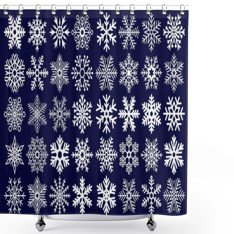 Personality  Icon collection of many different snowflakes - Vector illustration shower curtains
