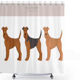Personality  Irish Terrier Clipart. Different Poses, Coat Colors Set.  Vector Illustration Shower Curtains