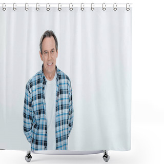 Personality  Mature Man Smiling Shower Curtains