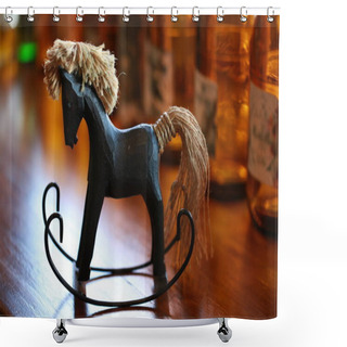 Personality  Close Up View Of Wooden Rocking Horse Toy Shower Curtains
