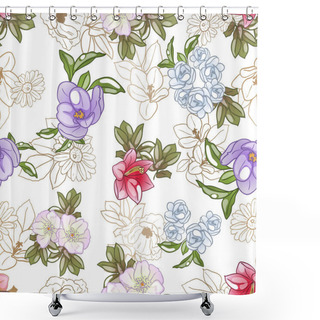 Personality  Flowers Print. Elegance Seamless Pattern. Shower Curtains