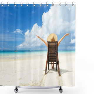 Personality  Girl On A Beach Shower Curtains