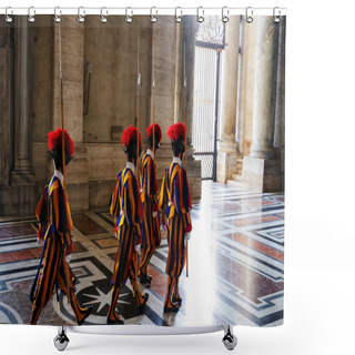 Personality  Swiss Guard In St Peter's Basilica, Vatican Shower Curtains