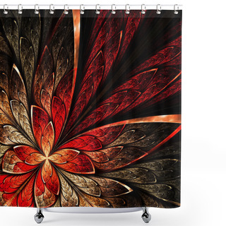 Personality  Beautiful Fractal Flower In Yellow And Red. Shower Curtains