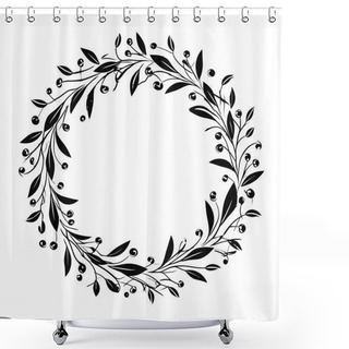 Personality  Circle Frame Floral Botanical Wreath Design Element Shower Curtains