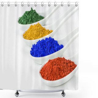 Personality  Vibrant Color Pigments In Porcelain Spoons Shower Curtains