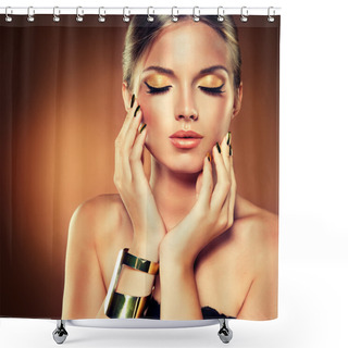 Personality  Fashion Girl With Beauty Make Up  Shower Curtains