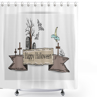 Personality  Halloween Illustration With Tombs. Vector Shower Curtains