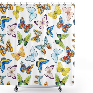 Personality  Watercolor Butterfly Pattern Shower Curtains