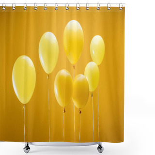 Personality  Festive Bright Minimalistic Balloons On Yellow Background Shower Curtains