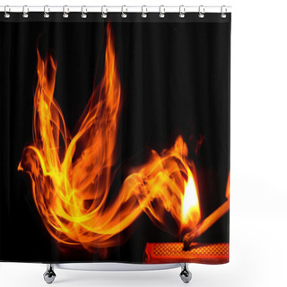 Personality  Bird Made Of Fire Comes From A Burning Matchstick Shower Curtains