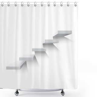 Personality  Stairs Isolated On White Background Shower Curtains