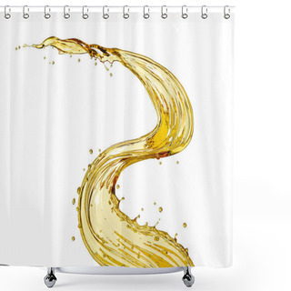 Personality  Olive Oil Or Cosmetic Essence Splash Isolated On White Background, 3d Illustration With Clipping Path. Shower Curtains