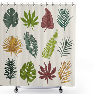Personality  Botanical Illustration. Tropical Leaves.  Shower Curtains
