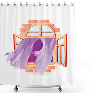 Personality  Window With Curtains Shower Curtains