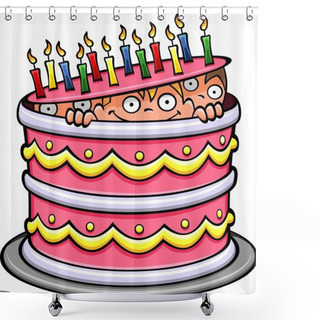 Personality  Pink Birthday Cake Shower Curtains