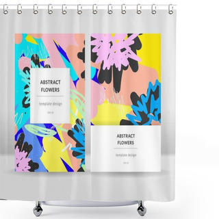 Personality  Abstract Bright Flowers Poster Template. Vector Template Shower Curtains