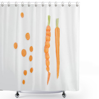 Personality  Top View Of Carrot Slices, Sliced And Cut Carrots Isolated On White Shower Curtains