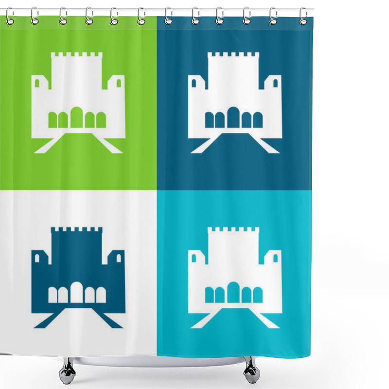 Personality  Alhambra Flat Four Color Minimal Icon Set Shower Curtains