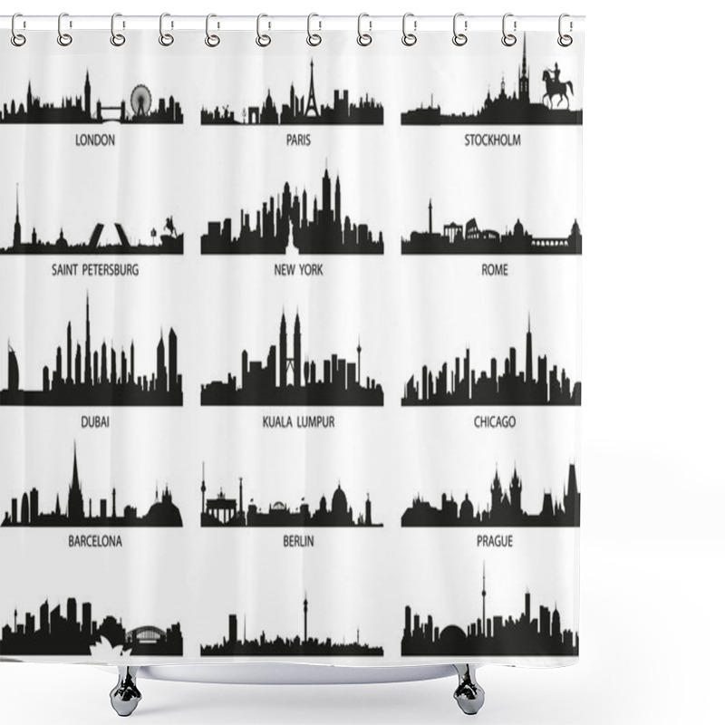 Personality  Vector silhouettes of the city skylines shower curtains