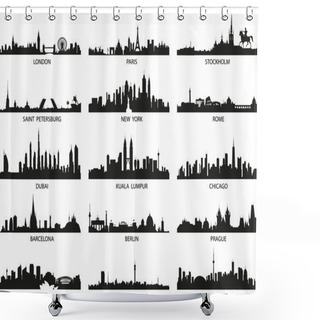 Personality  Vector Silhouettes Of The City Skylines Shower Curtains