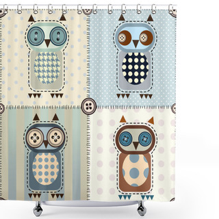 Personality  Patchwork With Owls Shower Curtains