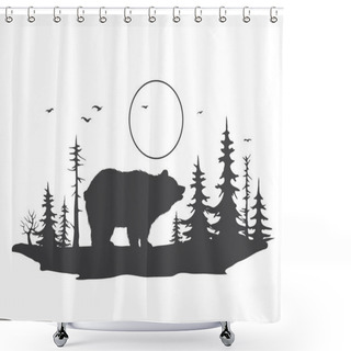Personality  Bear In Forest Shower Curtains
