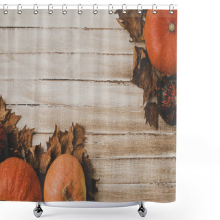 Personality  Pumpkins And Dried Leaves Shower Curtains