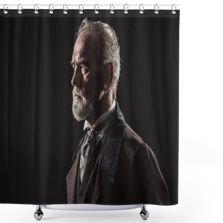 Personality  Vintage Characteristic Senior Man With Gray Hair And Beard. Stud Shower Curtains