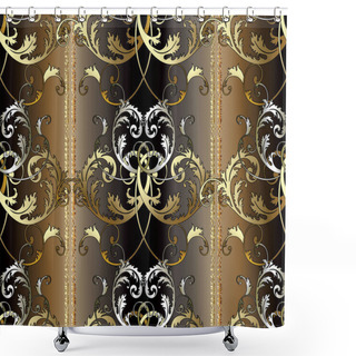 Personality  Striped Baroque Seamless Pattern. Shower Curtains