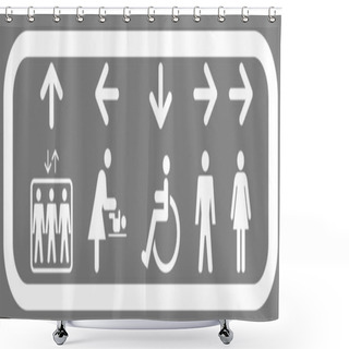 Personality  Interior Signage System For Elevator And For Restrooms: Ladies, Men, Disabled, Diaper Changing Toilet Shower Curtains