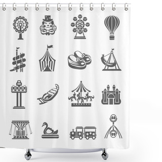 Personality  Amusement Park Icons Set Shower Curtains