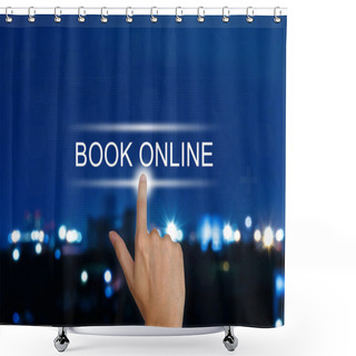 Personality  Hand Pushing Book Online Button On Touch Screen  Shower Curtains