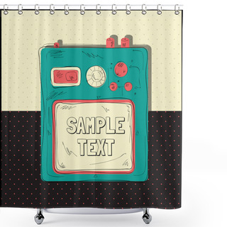 Personality  Old Tape Recorder Vector Illustration Shower Curtains