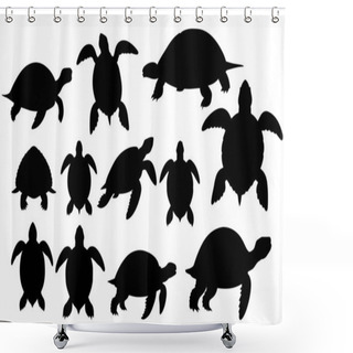 Personality   Set Of A Turtle Silhouette Vector Shower Curtains