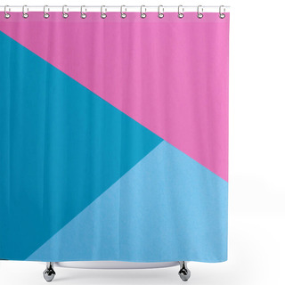 Personality  Paper Pink, Blue, Pastel Empty Background, Geometrically Located. Color Blank For Presentations, Copy Space. Shower Curtains