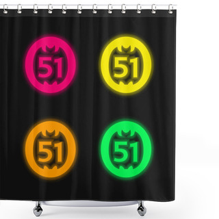 Personality  51 On Social Logo Four Color Glowing Neon Vector Icon Shower Curtains