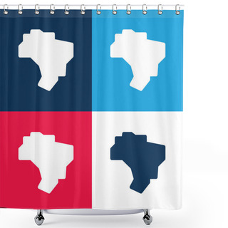 Personality  Brazil Blue And Red Four Color Minimal Icon Set Shower Curtains