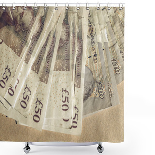 Personality  Vintage GBP Pound Notes Shower Curtains